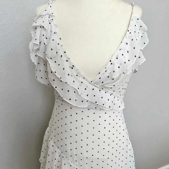 🎉 Sale Forever 21 White Black Polka Dot Long Dress M - Picture 2 of 5